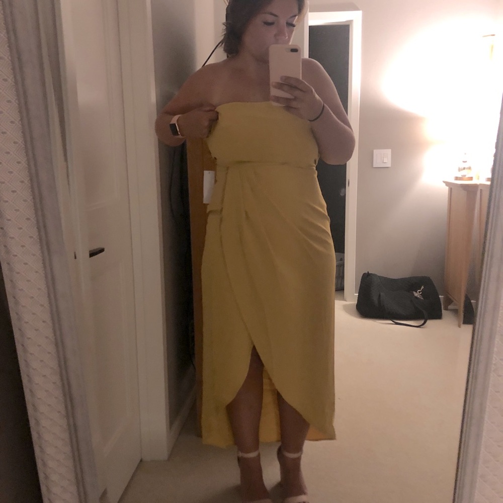 Mustard Colored Strapless Vici Dress